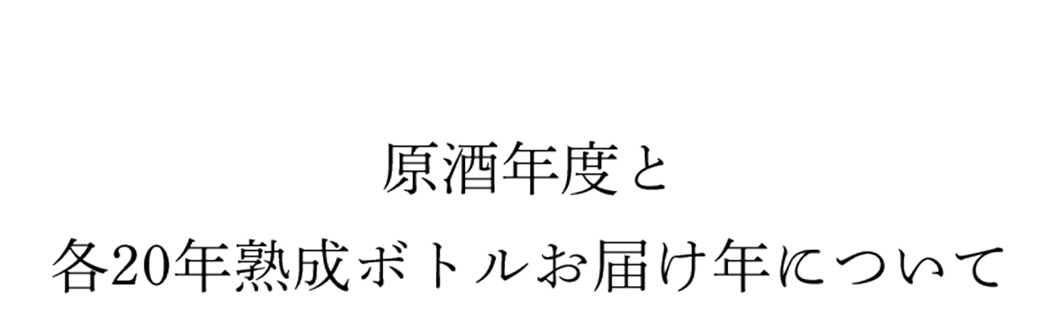 原酒年度と各20年熟成ボトルお届け年について